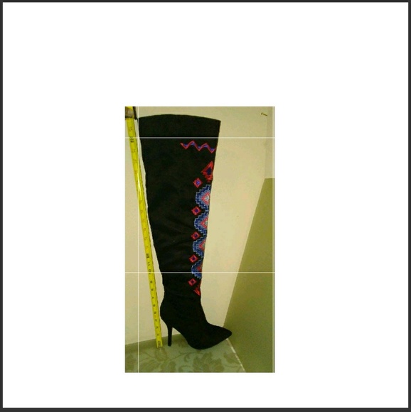 Black Suede Knee-High Boots - Picture 5 of 8